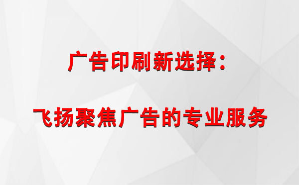 民丰广告印刷新选择：飞扬聚焦广告的专业服务